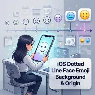 IOS Dotted Line Face Emoji Background & Origin